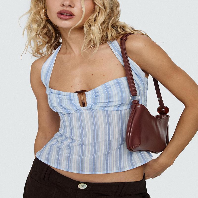 Isabetta Halter Top Blue Stripe