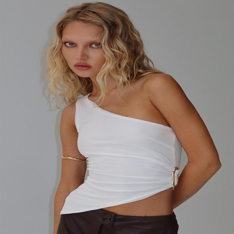 Machiatto One Shoulder Top White
