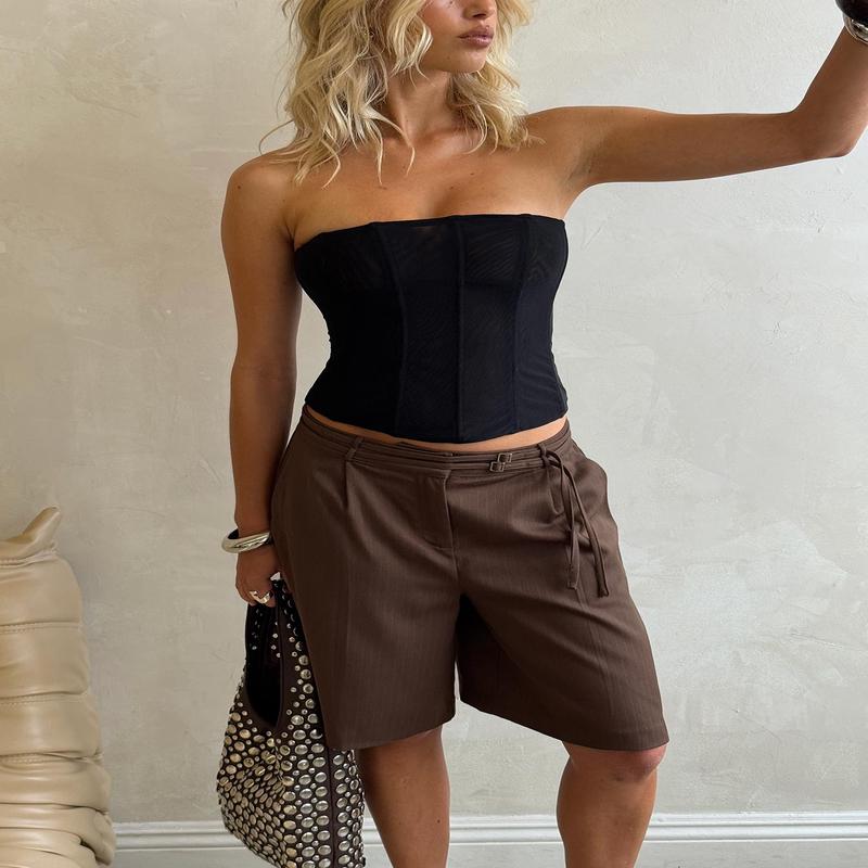 Oscuro Longline Mesh Corset Top Black