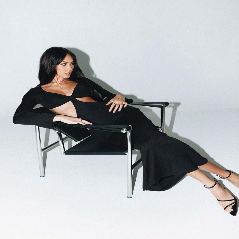 Jocelyn Cut Out Long Sleeve Midi Dress Black