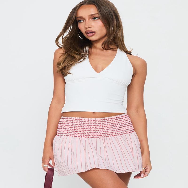 Lilypilly Shirred Mini Skirt Pink Multi