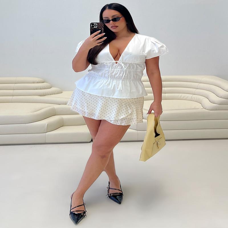 Paramour Ruched Short Sleeve Top White Curve