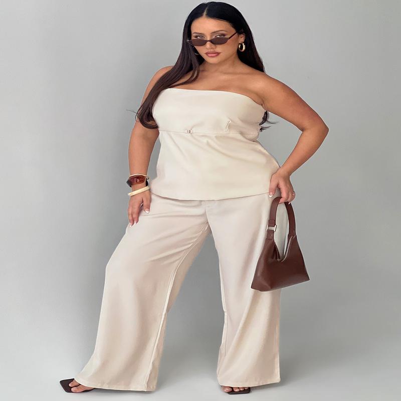 Irresistible Wide Leg Pant Cream Curve