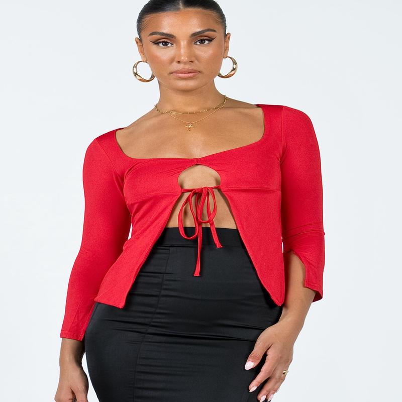 Corabelle Tie Up Top Red