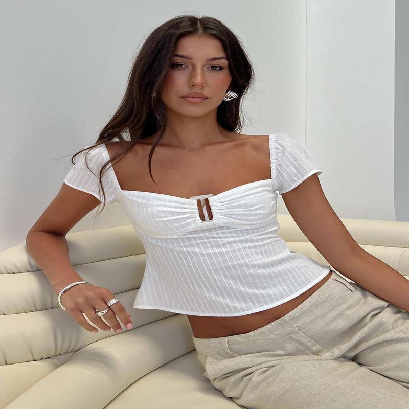 Isabetta Short Sleeve Top White