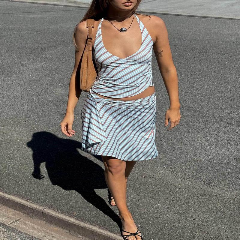 Fayez Top Diagonal Blue Stripe