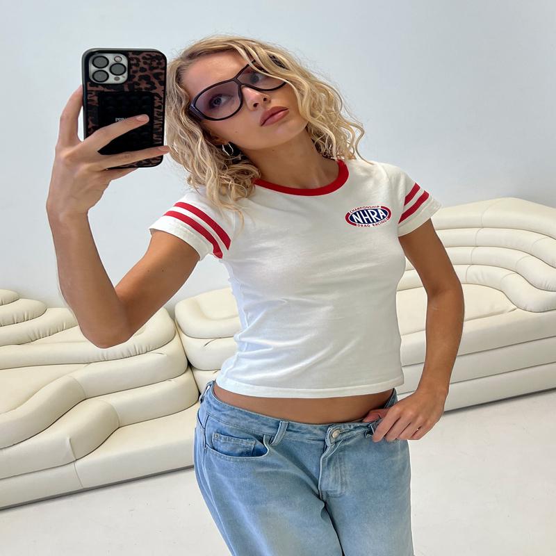 Nhra Championship Ringer Graphic Top White