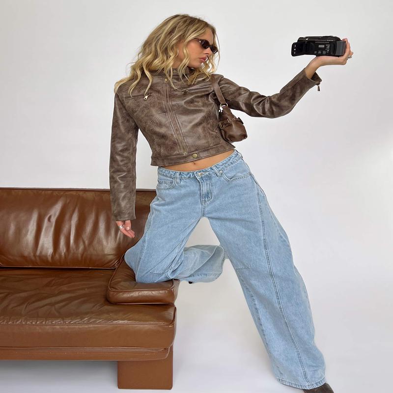 Lost Track Mid Rise Barrel Leg Jeans Ice Wash