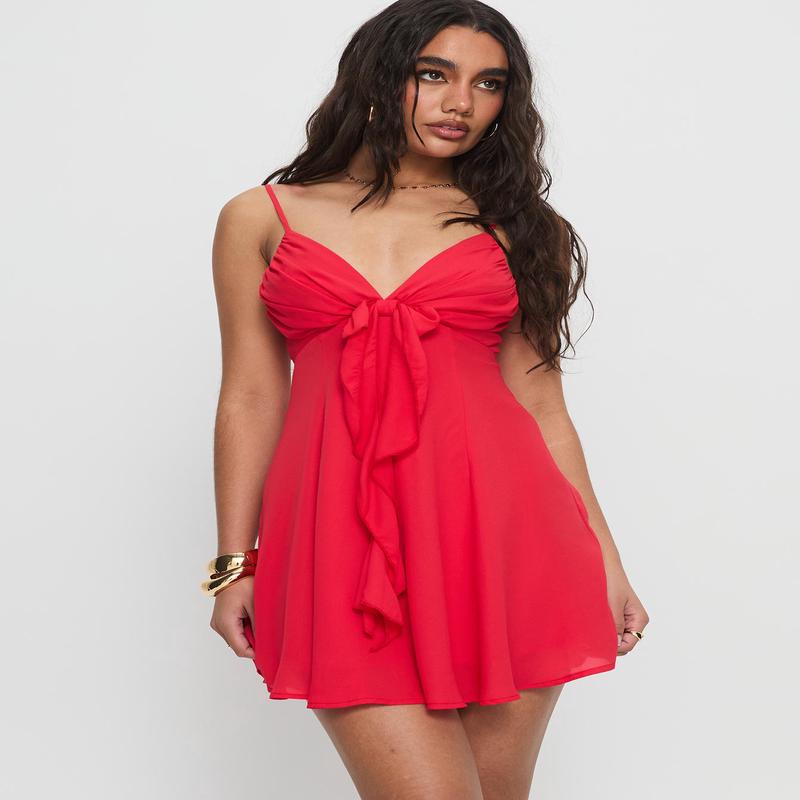 Moon Quartz Mini Dress Red
