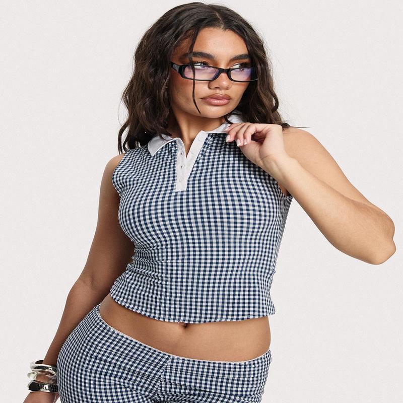 Tisuka Top Navy Check