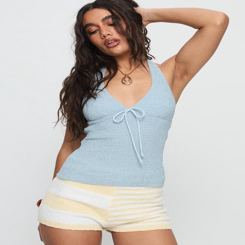 Ellasyn Bow Detail Halter Top Blue