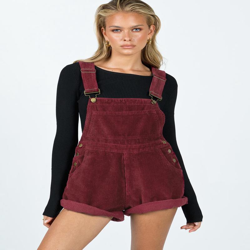 Kacey Short Overalls Burgundy