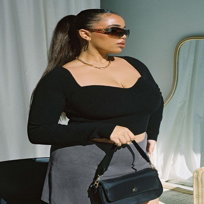 Alima Long Sleeve Top Black Curve