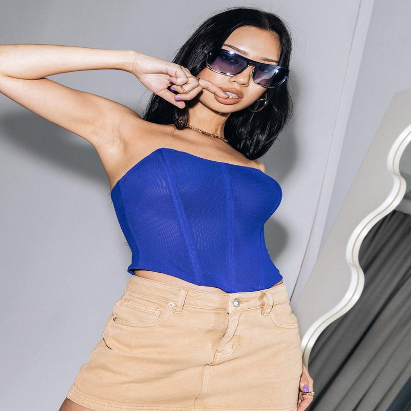 Azriel Strapless Bustier Blue