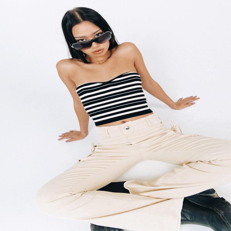 Clementine Strapless Top Black / White