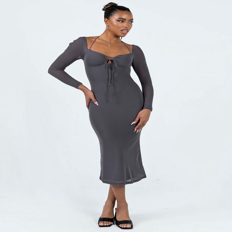 Fowlers Long Sleeve Midi Dress Slate