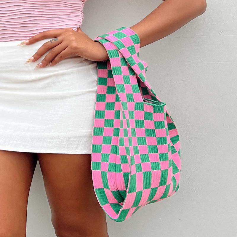 Gala Checkered Bag Green / Pink