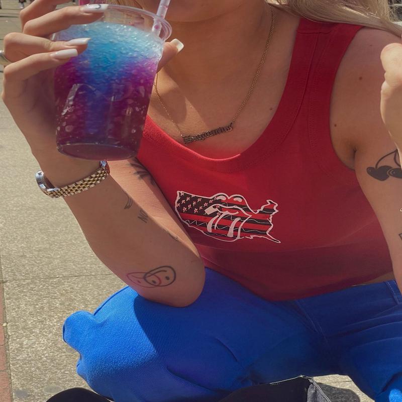 The Rolling Stones America Cropped Tank Red
