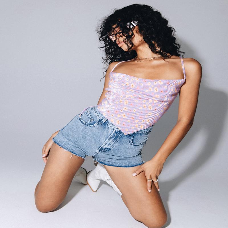 Julia Plisse Top Pink Floral