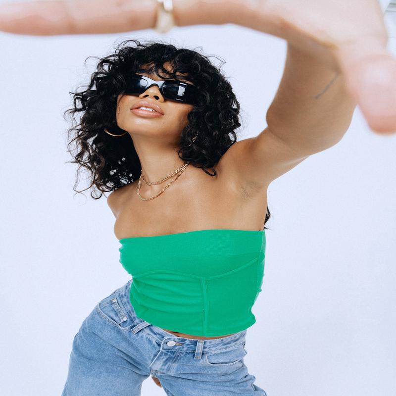 Zyra Strapless Top Green