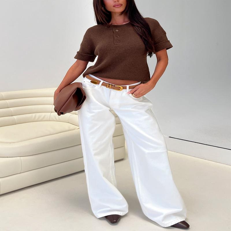 Ramos Low Rise Wide Leg Jeans White