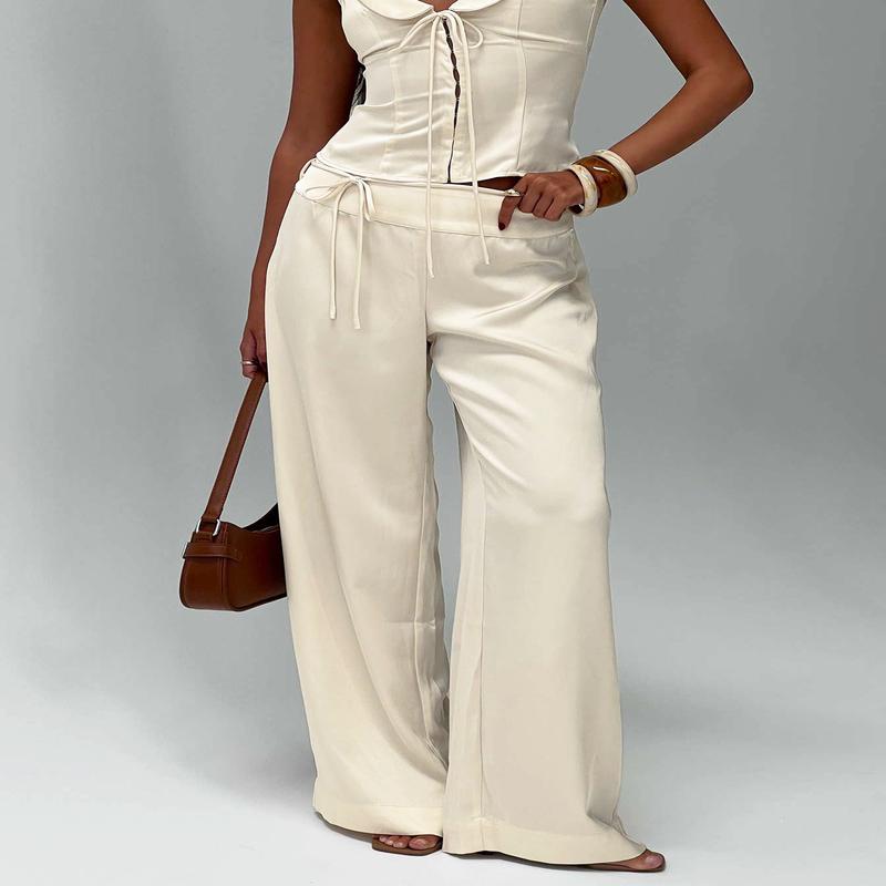 Aubrette Satin Tie Pants Cream