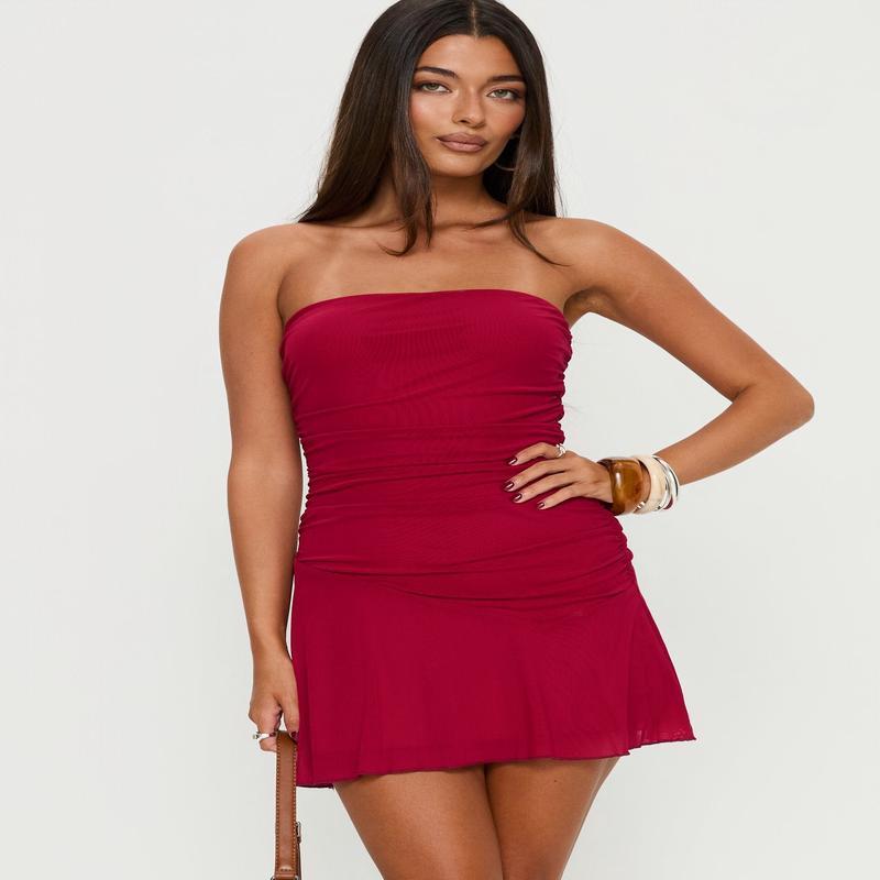 Rafaela Strapless Mini Dress Ruby