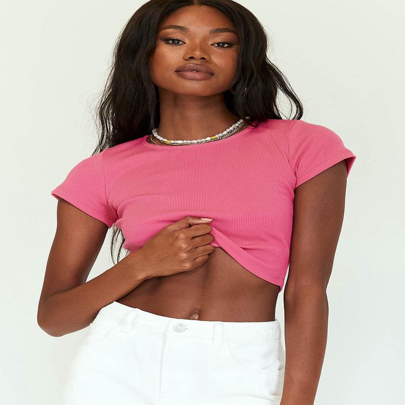 The Classic Cropped Tee Dark Pink