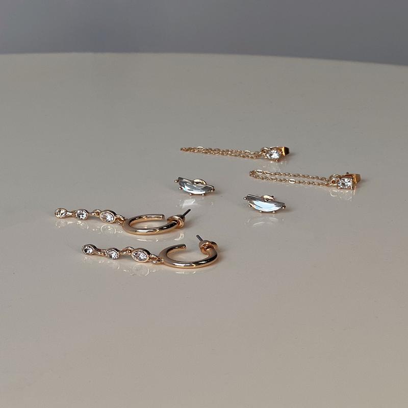 Think Later Diamante Earring Pack Gold