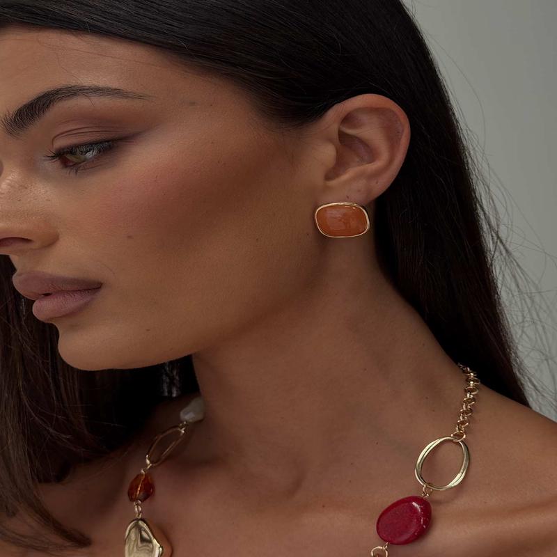 Tiera Gemstone Earrings Gold