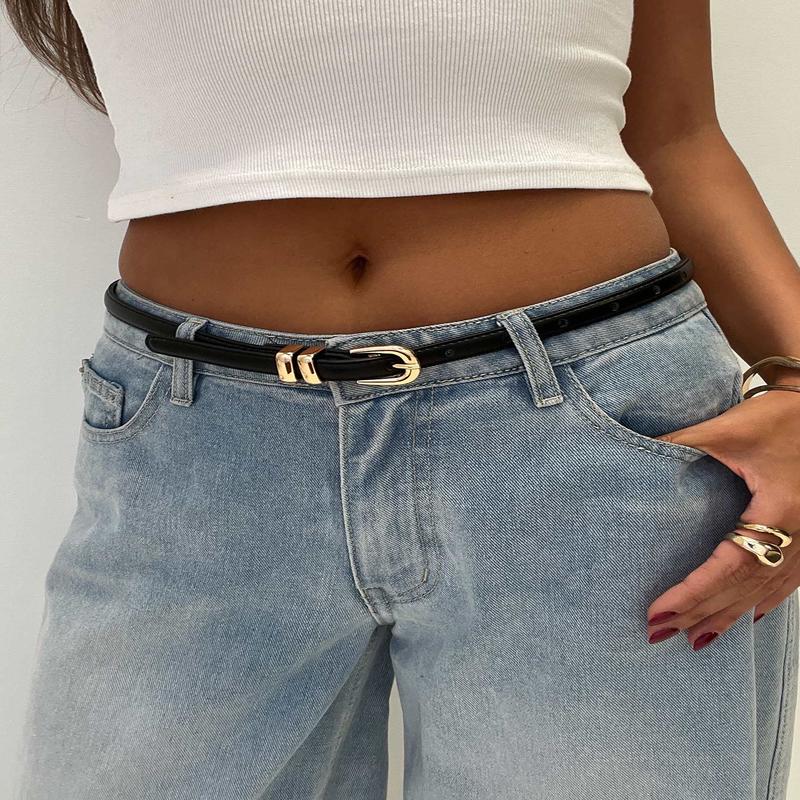 Antilles Faux Leather Micro Belt Black / Gold