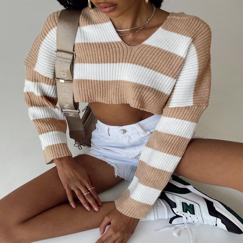 Benson Cropped Sweater Beige/White