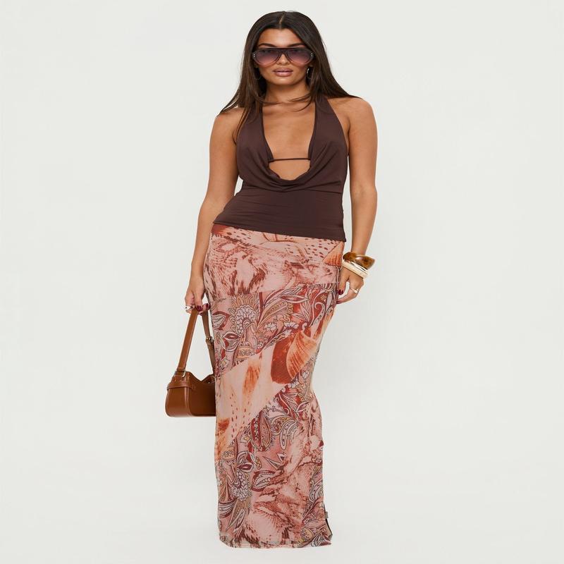 Dorella Spliced Maxi Skirt Pink Multi