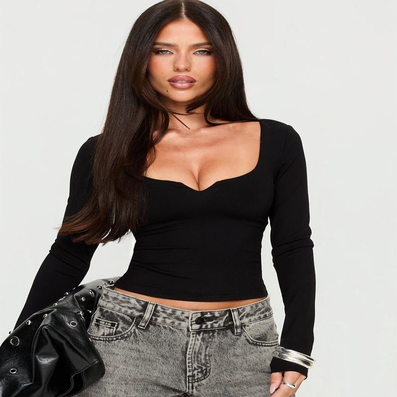 Evangelene Long Sleeve Top Black