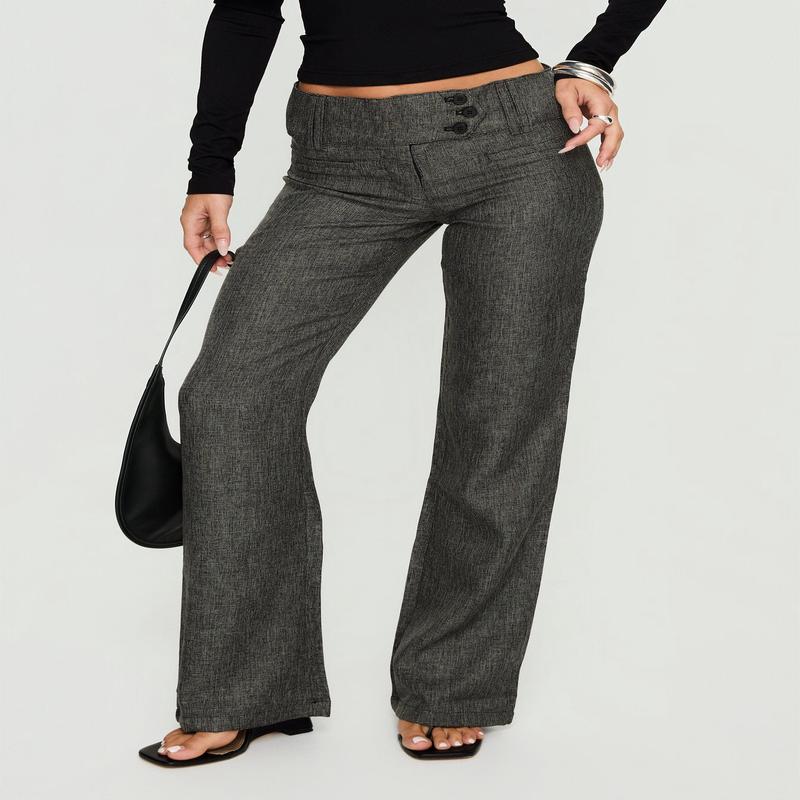 Karola Asymmetrical Buckle Pants Grey