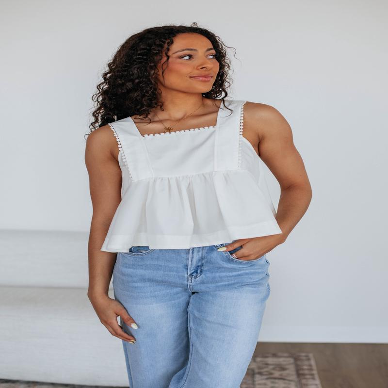 Janine Babydoll Tank - Ivory