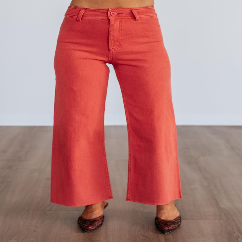 Linsley Wide Leg Pants - Burnt Orange