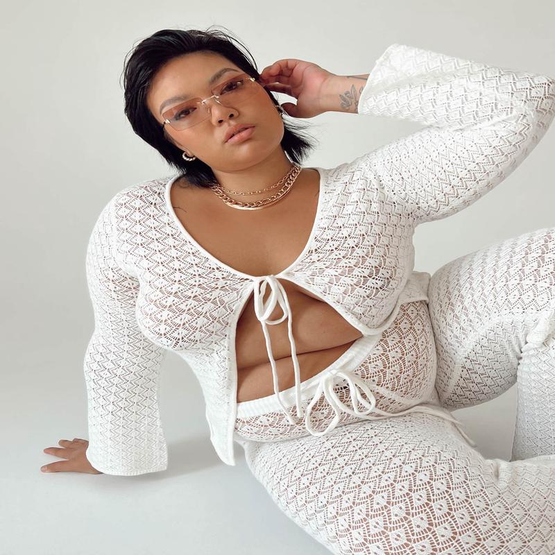 Wild & Free Crochet Top White Curve