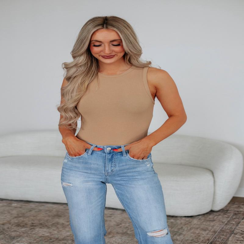 April Ribbed Bodysuit - Camel
