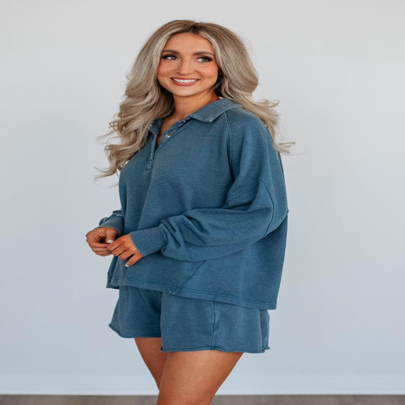 Jyl Washed Pullover - Deep Sea