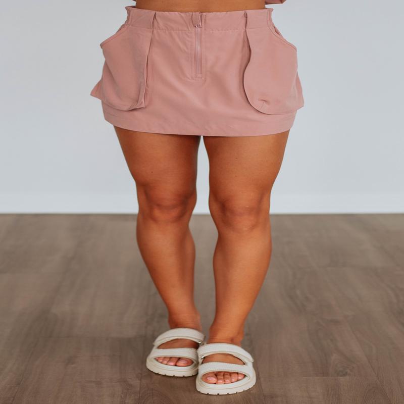 Trusting My Instincts Skort - Dusty Pink