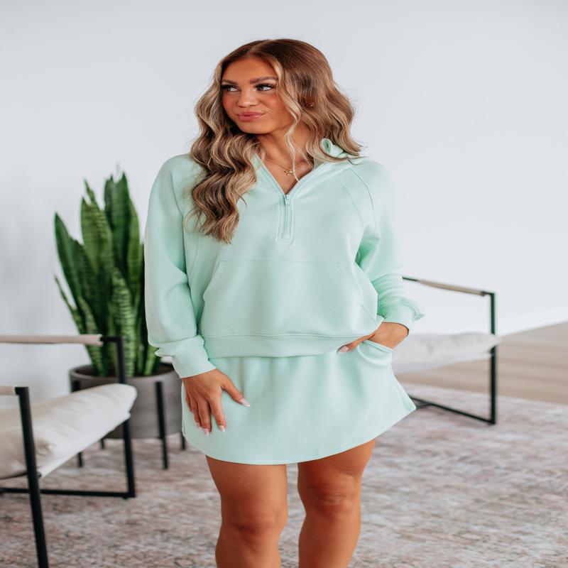 Aubrie Half-Zip Pullover - Mint