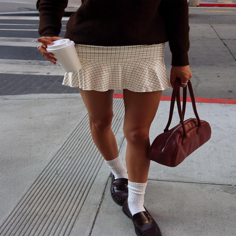 Celebrations Mini Skirt Beige Check