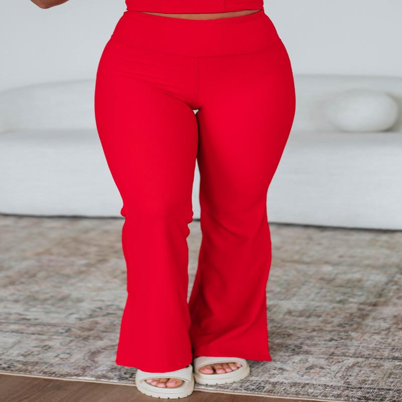 Zinia Ribbed Flare Leggings - Heatwave