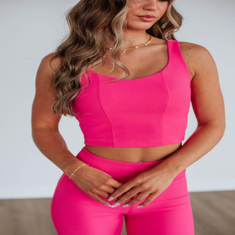 Zinia Ribbed Tank - Hot Pink