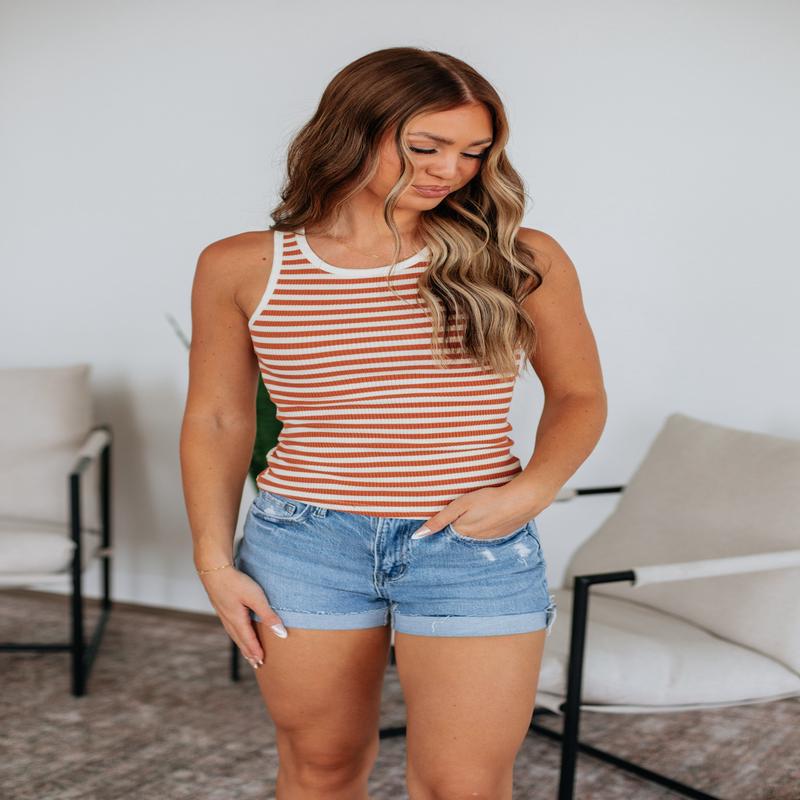 Kayce Striped Tank - Terracotta Mix