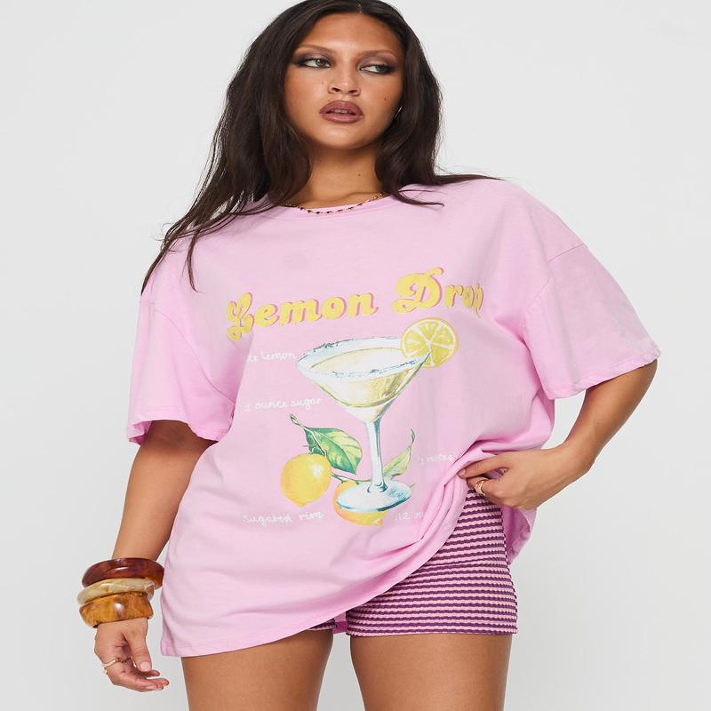 Lemon Drop Oversized Top Pink