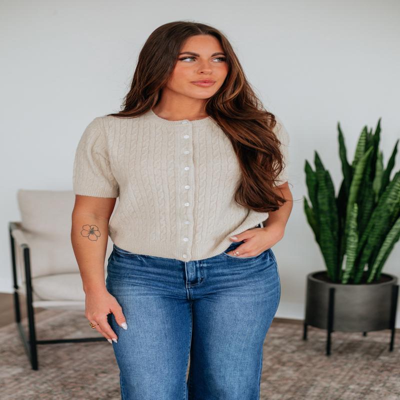 Denise Cardigan Top - Sand