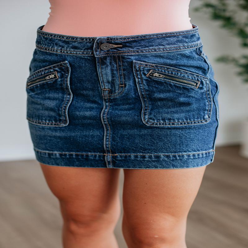 Peyton Hidden Denim Skirt - Dark Wash
