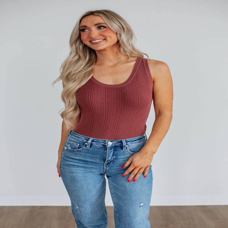 Dulcia Ribbed Bodysuit - Burlwood